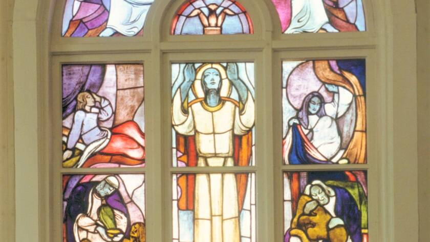 Glasmålning i Esse kyrka.